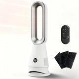 Bladeless Tower Fan & Space Heater with Air Purification, 80° Oscillation