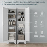 67''Farmhouse Metal Storage Cabinet with Barn Doors,Steel File Cabinet for Home Office