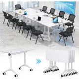 Portable Folding Conference Table on Wheels with Edge Lip - Ideal for Meetings