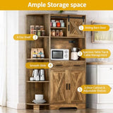 67.3 Farmhouse Kitchen Pantry Storage Cabinet with Power Outlet Freestanding Hutch