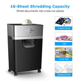 Office paper shredder: heavy-duty 16-sheet cross-cut, 60-min runtime