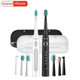 Fairywill Sonic Electric Toothbrush FW-D7 set USB Charge Toothbrushes case for Adult with tooth brush Heads