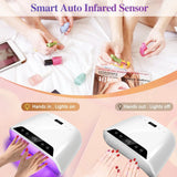 320W Big Space UV LED Nail Lamp For Manicure Drying Gel Nail Polish 72 LED Nail Dryer With Two LCD Screens