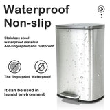 Trash Can, Brushed Stainless Steel Kitchen Trash Can with Soft-close Lid