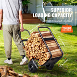 SucceBuy Firewood Log Cart Outdoor and Indoor Wood Rack Storage Mover with Wheels