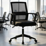 SUKIDA Mid-Back Upholstery Mesh Office Chair Black Height-Adjustable Armrests Executiv