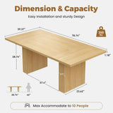 6-8 Seater Rustic Dining Table with Natural Wood Slat Base, Perfect for Family Meals