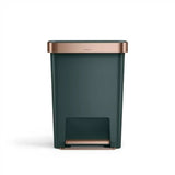 Hybrid Step Can, 45L/ 12 Gallon Rectangular Kitchen Trash Can, Liner Rim System
