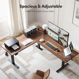 63 x 55 L-Shaped Adjustable Height Desk, Electric Sit-Stand Computer Desk with Splice Board,