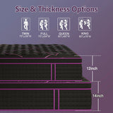 12"Gel Memory Foam Hybrid Pocket Spring Mattress Twin Full Queen King