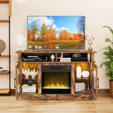 TV Stand with Electric Fireplace LED Lights Remote Controls Storage Cabinets