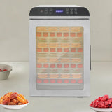 12-Trays Stainless Steel Food Dryer,Silver Rectangular Food Dehydrator Machine