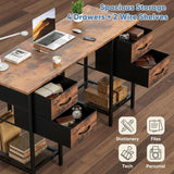 55 inch Computer Desk with Drawers, Home Office Table with 4 Fabric Drawers