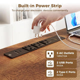 Executive Desk, 71 Inch Office Table with Power Ports, Large Computer Desk