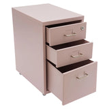 3 Tiers Rectangular Steel Vertical File Cabinet,Pink/White/Black Metal Mobile File Cabinet