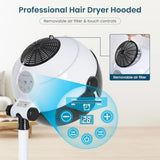 Hooded Hair Dryer for salon use, ABS plastic material, white color, 360 swivel