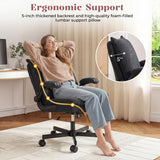 TCGBKAF Black Criss Cross Chair with Wheels&Flip-Up Arms, 25" Seat Cross Legged Office Chair with Flip-Up Back, Ergonomic Computer Desk Chair, Adjustable