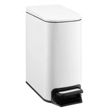 Slim Bathroom Trash Can with Lid, Soft Close Step Pedal, 6L Stainless Steel Bin for Bedroom Office Kitchen in White