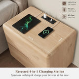 Nightstand Set of 2 with Charging Station, 23.6" Bedside Table with 2 Drawers