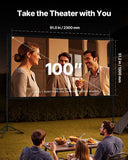 Tripod Projector Screen With 2 Stands 100 Inch 160° Wide Angle 4K HD 16:9