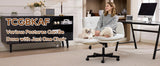 TCGBKAF White Criss Cross Chair with Adjustable Arms Chenille Swivel Vanity Chair with Side Pockets Ergonomic Cross Legged Office Chair with Wheels Adjustable Height Computer Desk Chair