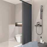Foldable Magnetic Shower Curtain Waterproof Bathroom Curtain with 14 Hooks Modern