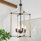 4-Light Farmhouse Chandelier Height Adjustable Rustic Living Room Chandelier