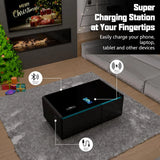Smart Coffee Table with Built-in Fridge 15W Wireless Charging USB Ports