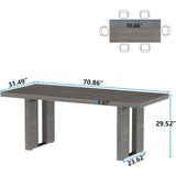 70.8 Inch Dining Table, Rustic Farmhouse Kitchen Table for 6-8 People