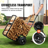 SucceBuy Firewood Log Cart Outdoor and Indoor Wood Rack Storage Mover with Wheels