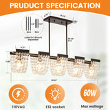 5-Light Luxury Gold Chandeliers for Living Room K9 Crystal Chandelier Fixture