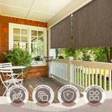 Outdoor Sunshade Roller Shades 6' W x 8' H, Cordless Roll Up Shade Blinds Privacy Screen