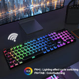 RGB Wireless Punk Typewriter Mechanical Keyboard Round Keycaps And RGB 104-Key Game Office