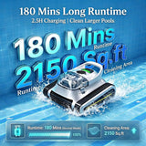 Cordless Automatic Pool Vacuum Robot for Inground & Above Ground Pools