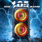 W-KING T9-2 80W RMS Party Portable Speakers Bluetooth Wireless Boombox with 4 Drivers (2*4.04'' Woofer), Huge 105dB