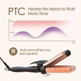 3 Barrel Curling Iron Wand 1.25 Inch Ceramic Tourmaline Triple Barrels Temperature Adjustable Portable
