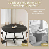 59'' Round Dining Table for 8, Wood Round Dinner Tables with Metal Base