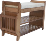 2Tier Shoe Rack Bench 31 Inch Entryway Bench with Storage Basket for Living Room