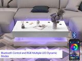 47.3IN LED Modern Coffee Table with 2 Storage Drawers for Living Room