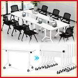 55in Folding Conference Table with Wheels, Heavy Duty Mobile Training Table for Office