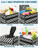 Car Trash Can With Lid Leakproof Hanging Waterproof Automotive Garbage Bin With Storage Pockets