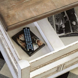 Vintage Inspired Rectangular Lift Top Coffee Table w/ Storage, White&Brown