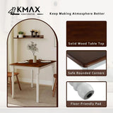 Walnut Top Rectangle Dining Table for 2-4, Solid Wood Space-Saving Kitchen Table