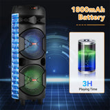 4000W Portable Bluetooth Speaker Dual 6.5" Woofer Sound System Party DJ