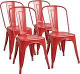 Furmax Metal Dining Chair Indoor-Outdoor Use Stackable Classic Trattoria Chair Chic Dining Bistro Cafe