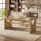 Executive Office Desk, 63-Inch Farmhouse Computer Desk, Large Writing Study Conference Table