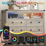 6 Drawer Dresser with Lights and Open Space for Bedroom, Closet