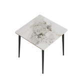 Square Restaurant Marble Dining Table Compact Dishes Serve Table with Metal