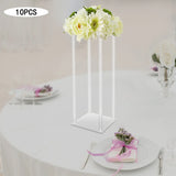 10Pcs Acrylic Vase Wedding Flower Stands Set, 23.6"H Clear Column Rack Geometric Display Stand
