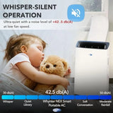 Portable air conditioner for home, white ABS plastic; smart Wi-Fi control